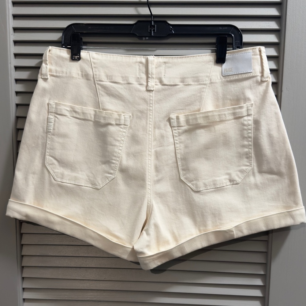 PAIGE Brooklyn High Rise Cuffed Shorts Ivory Quartz Sand Size 31 NWT - Picture 6 of 7